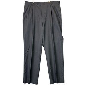 Trussini Men's Italian Wool Dress Pants Pleated Front Charcoal Gray Size 38x32